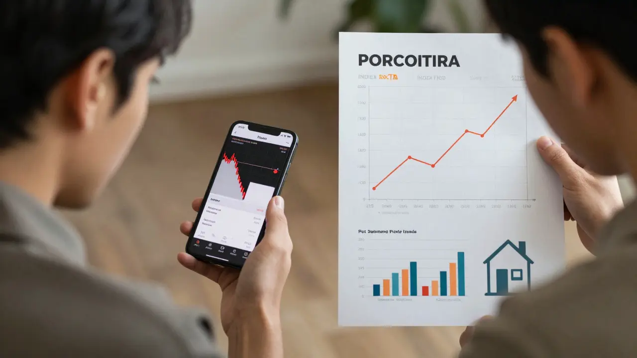 Contrasting images of financial stress versus calm, steady investment growth.